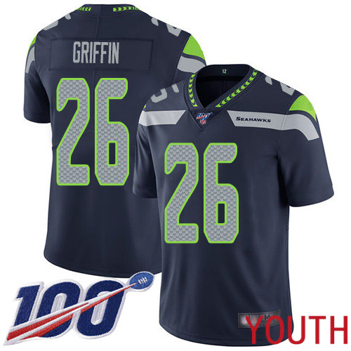Seattle Seahawks Limited Navy Blue Youth Shaquill Griffin Home Jersey NFL Football #26 100th Season Vapor Untouchable
